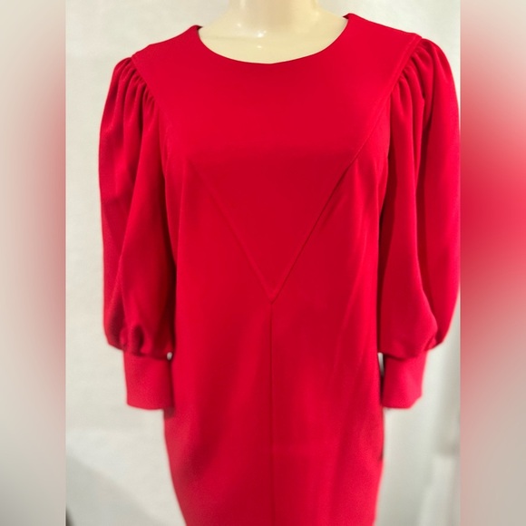 CALVIN KLEIN Jewel-Neck Puff-Sleeve Sheath Dress Women's size 8 - Picture 11 of 15